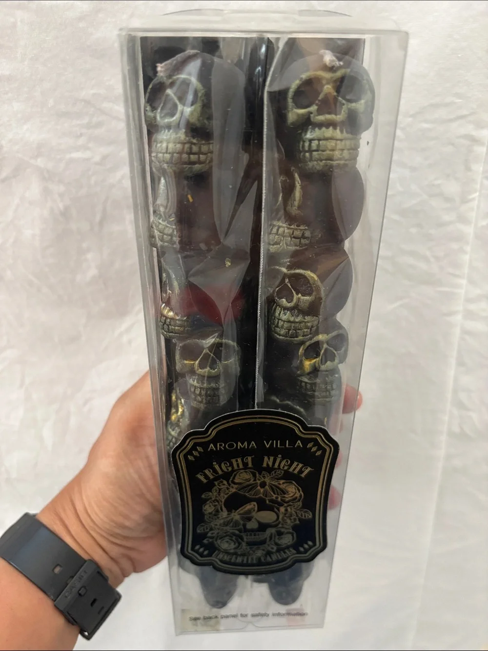 Fright Night Skull Taper Candles — Black 2 pcs